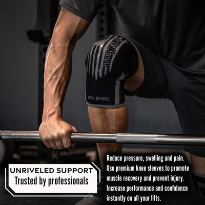 Knee Sleeves for Weightlifting & Powerlifting (7mm Pair) For Men & Women - Knee Wraps for Weight Lifting, Squats, Fitness, Gym Workout, Crossfit - IPF Approved Knee Compression Sleeve Support