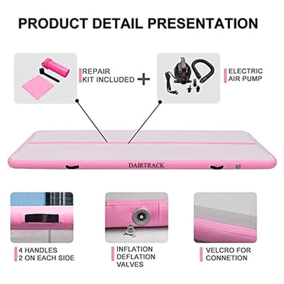 DAIRTRACK Inflatable Gymnastics Air Mat 10ft/13ft/16ft/20ft Tumble Track Tumbling Mats for Home Use/Gym/Training/Cheerleading/Yoga/Water