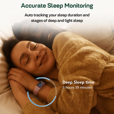 FITVII Slim Fitness Trackers, Fitness Watch with 24/7 Heart Rate, Blood Pressure, Blood Oxygen, Stress Monitor, AMOLED Activity Tracker Step Calorie Counter, IP68 Waterproof Smart Watch for Women Men