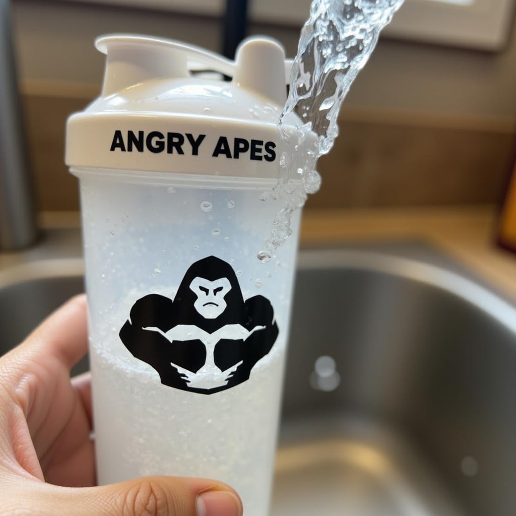 Angry Apes 28 oz Shaker Bottle – BPA-Free Tritan, Leak-Proof Flip Cap, Aluminum Mixer Ball & Measurement Scale – White Variant with Black Logo (white)