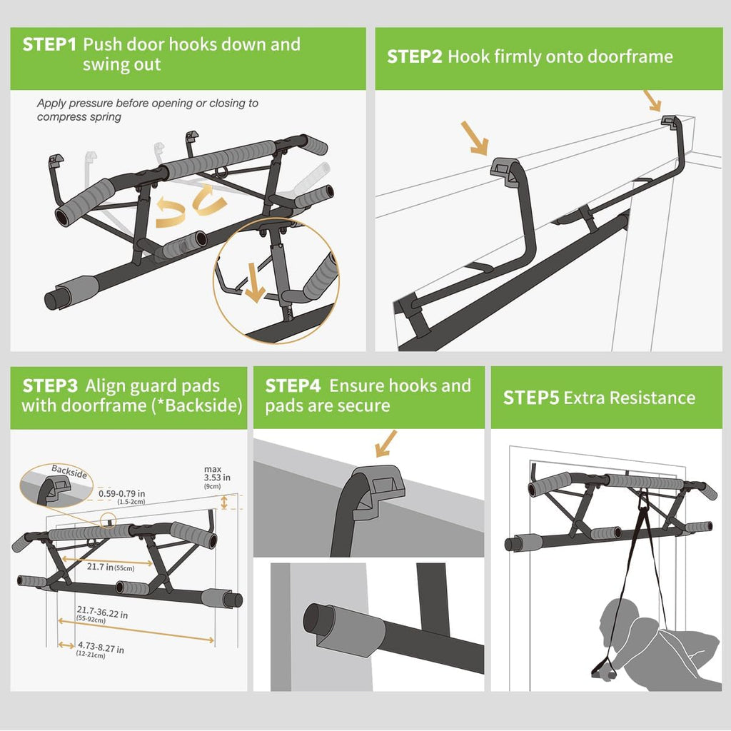 New Upgrade Pull Up Bar for Doorway - Foldable Design & Space-Saving, Upto 440 Lbs Capacity, No Screwing or Slipping - USA Original Patent, Designed, Shipped, Warranty