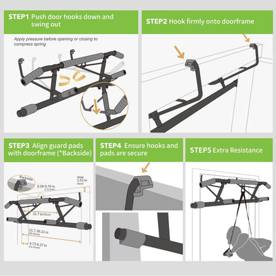 New Upgrade Pull Up Bar for Doorway - Foldable Design & Space-Saving, Upto 440 Lbs Capacity, No Screwing or Slipping - USA Original Patent, Designed, Shipped, Warranty