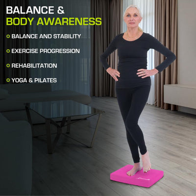 ProsourceFit Exercise Balance Pad – Large Cushioned Non-Slip Foam Mat & Knee Pad for Fitness, Stability Training, Physical Therapy, Yoga 15"x19"