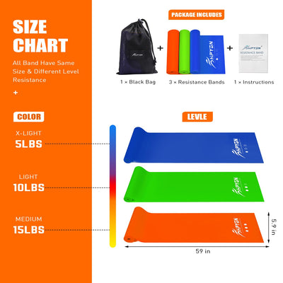 Resistance Bands, Exercise Bands, Physical Therapy Bands for Strength Training, Yoga, Pilates, Stretch Elastic Band with Different Strengths, Workout Bands for Home Gym