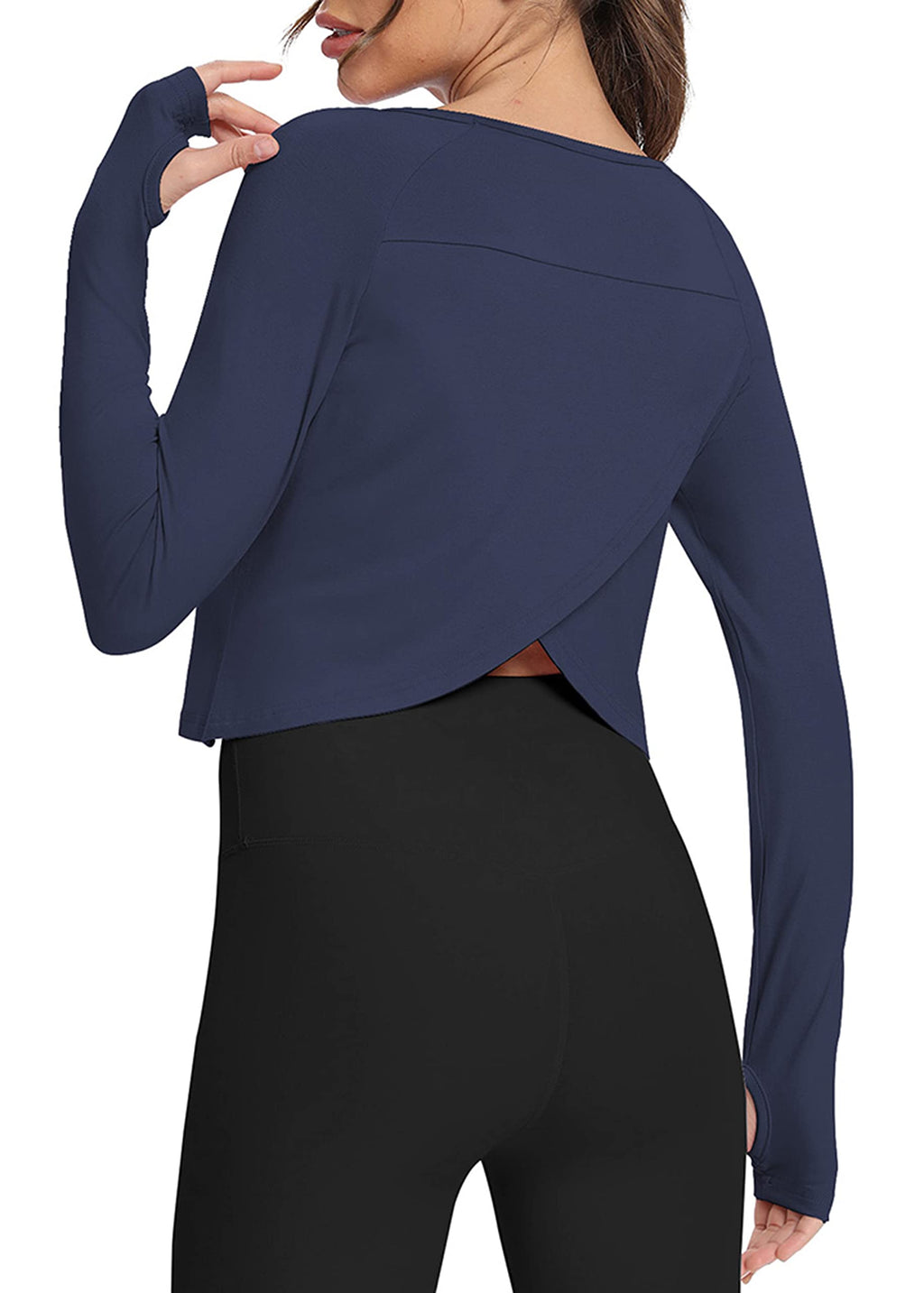 Bestisun Long Sleeve Athletic Workout Shirts Sports Yoga Gym Crop Tops for Women