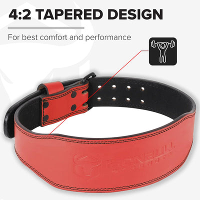 7mm Leather Weight Lifting Belt (IPF, USAPL, USPA, IPL USAW & IWF Approved) - 4" to 2” Tapered Premium Weightlifting Belt for Olympic Lifting, Powerlifting, Cross training, Gym, Workout & Weight Training - Weightlifting Belts for Men and Women