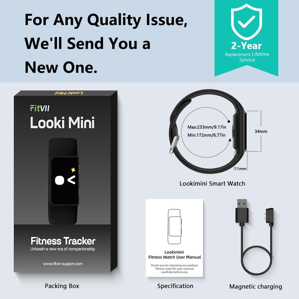 FITVII Slim Fitness Trackers, Fitness Watch with 24/7 Heart Rate, Blood Pressure, Blood Oxygen, Stress Monitor, AMOLED Activity Tracker Step Calorie Counter, IP68 Waterproof Smart Watch for Women Men