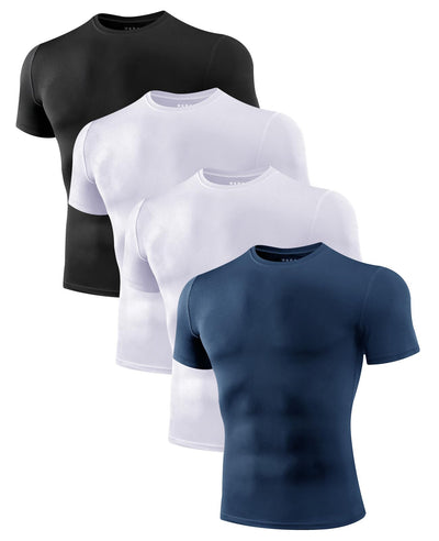 Niksa Men's Compression Shirts 1/2/4 Pack, Workout Gym Shirt Short Sleeve, Moisture Wicking Active Fit Base Layer T-Shirt