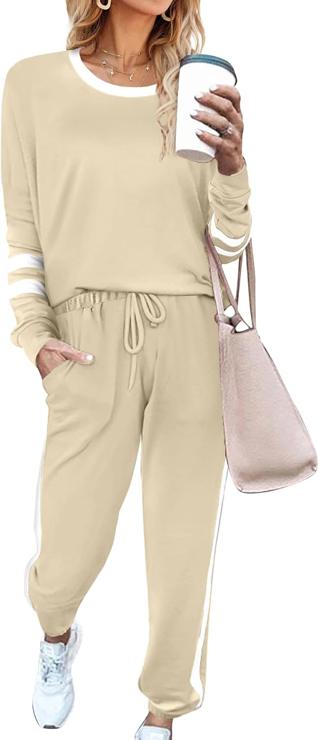 Aloodor Sweatsuit for Women 2 Piece Outfits for Womens Crewneck Sweatshirts Pullover