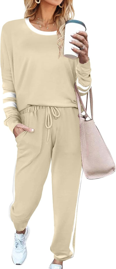 Aloodor Sweatsuit for Women 2 Piece Outfits for Womens Crewneck Sweatshirts Pullover