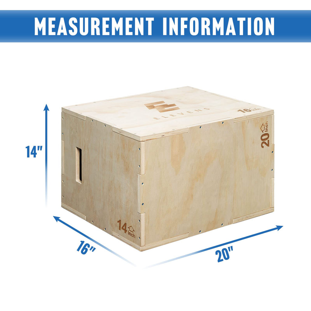 Elevens 3 in 1 Wooden Plyo Box Jump Box Plyometric Box for Jumping Trainer, Skipping, Jumping, Lunges, Box Jumps, Squats, Step-Ups, Dips