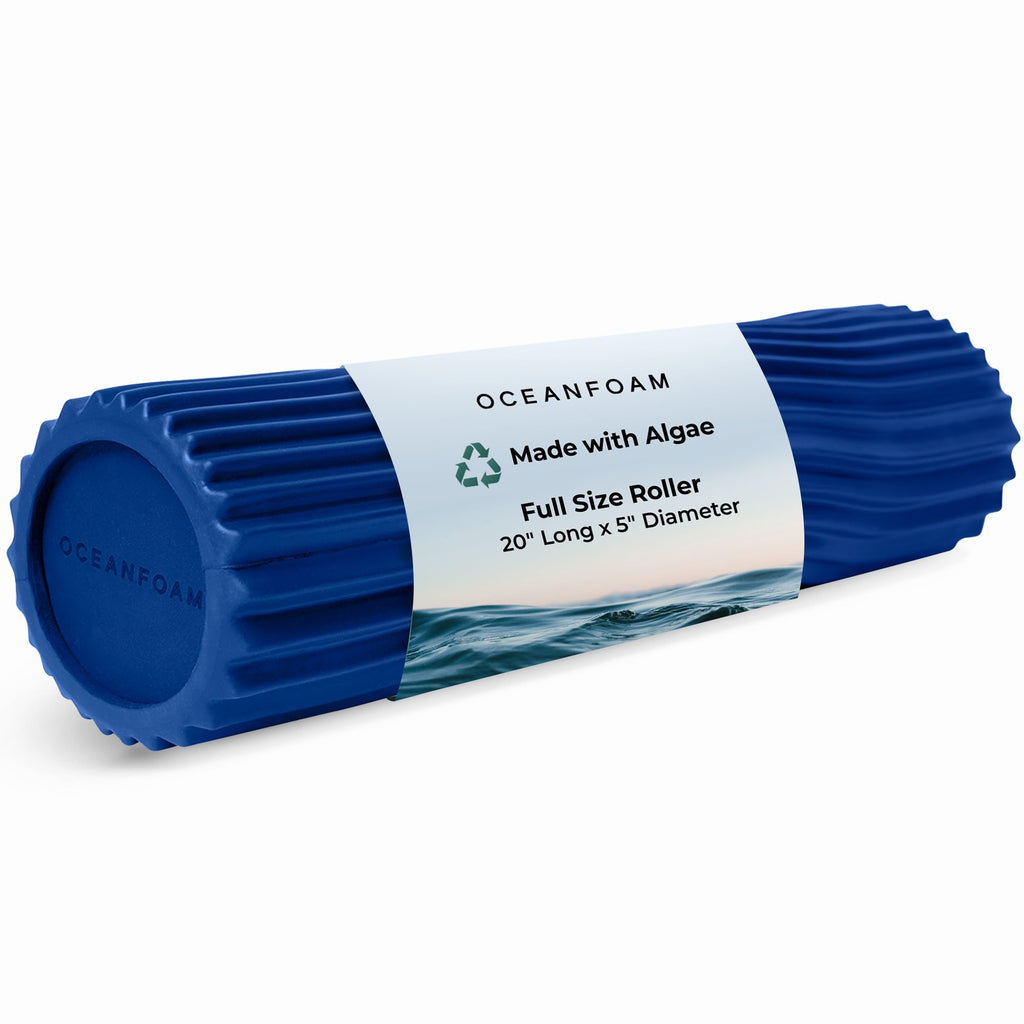 Oceanfoam Tidal Roller - Natural - Muscle Massage Foam Roller for Back Pain & Stretching - Firm and Ergonomic Wide Wave Textured - Yoga, Athletics, & Wellness - Full Size, 20" x 5"