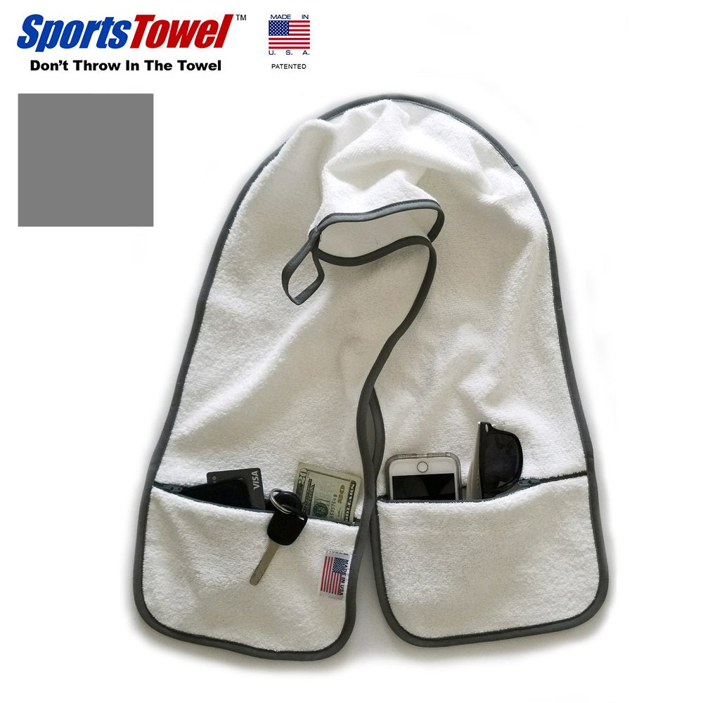 Sports Towel - 2 Zipper Pockets Hold Belongings Safe While You Exercise, at The Gym. Play Pickleball, Tennis, Golf.100% Cotton Ring Spun Loops Super Soft and Absorbent (Mint)