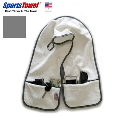 Sports Towel - 2 Zipper Pockets Hold Belongings Safe While You Exercise, at The Gym. Play Pickleball, Tennis, Golf.100% Cotton Ring Spun Loops Super Soft and Absorbent (Mint)
