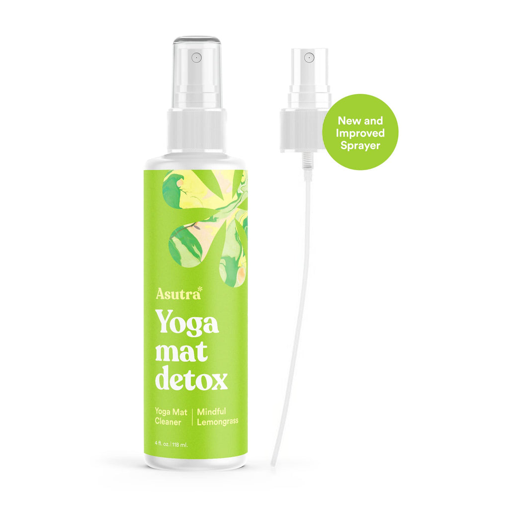 ASUTRA Yoga Mat Cleaner Spray (Energizing Peppermint), 4 fl oz - No Slippery Residue, Organic Essential Oils, Deep-Cleansing for Fitness Gear & Gym Equipment, Microfiber Towel Included