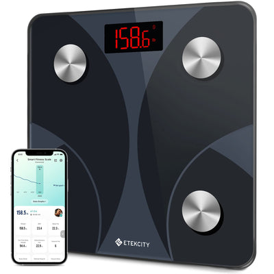 Etekcity Smart Rechargeable Scale for Body Weight, BMI, Fat, Muscle Mass, FSA&HSA Eligible, Digital Bathroom Scale with 13 Metrics, Secret Mode, Bluetooth Connect to Free Apps, Rainbow White