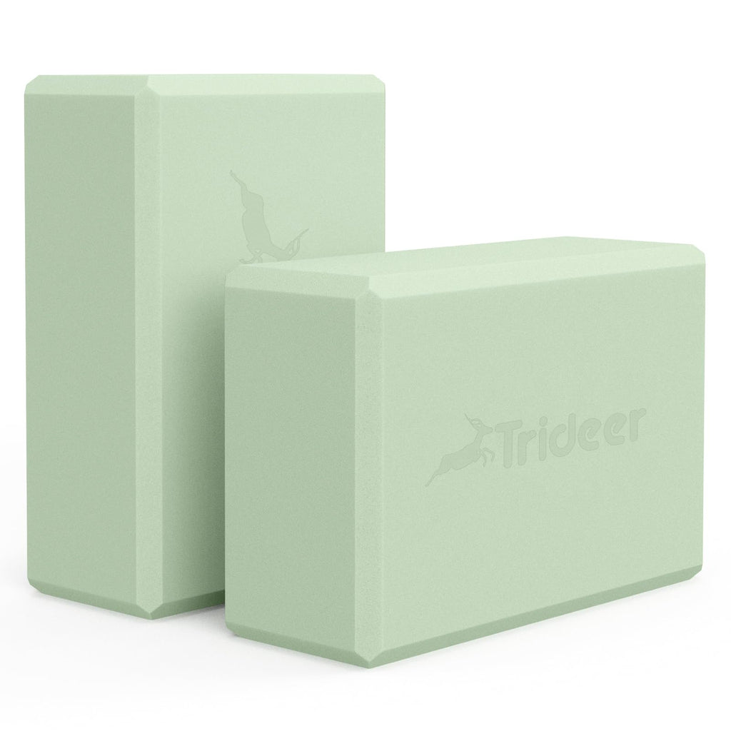 Trideer Yoga Blocks 2 Pack, Soft Non-Slip Foam Blocks with Beveled Edges for Alignment and Stretching in Yoga, Pilates, and Dance - Supportive, Lightweight, Odor Resistant, Latex-Free