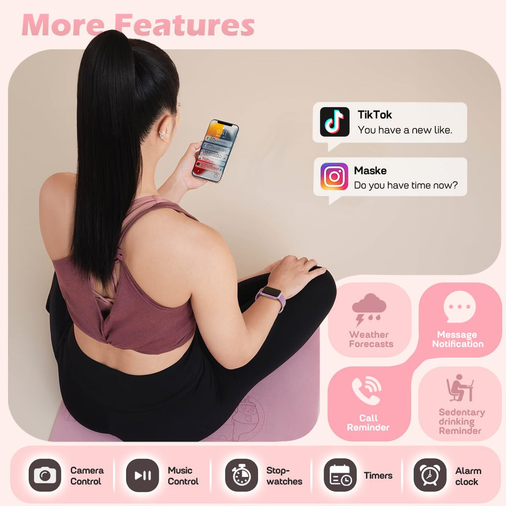 MorePro Health Fitness Tracker with Blood oxy-gen Monitor and 24/7 Heart Rate and Blood Pressure, Sleep Monitor, 120+ Sport Modes Waterproof Fitness Watch for Women Men Android iOS, Black