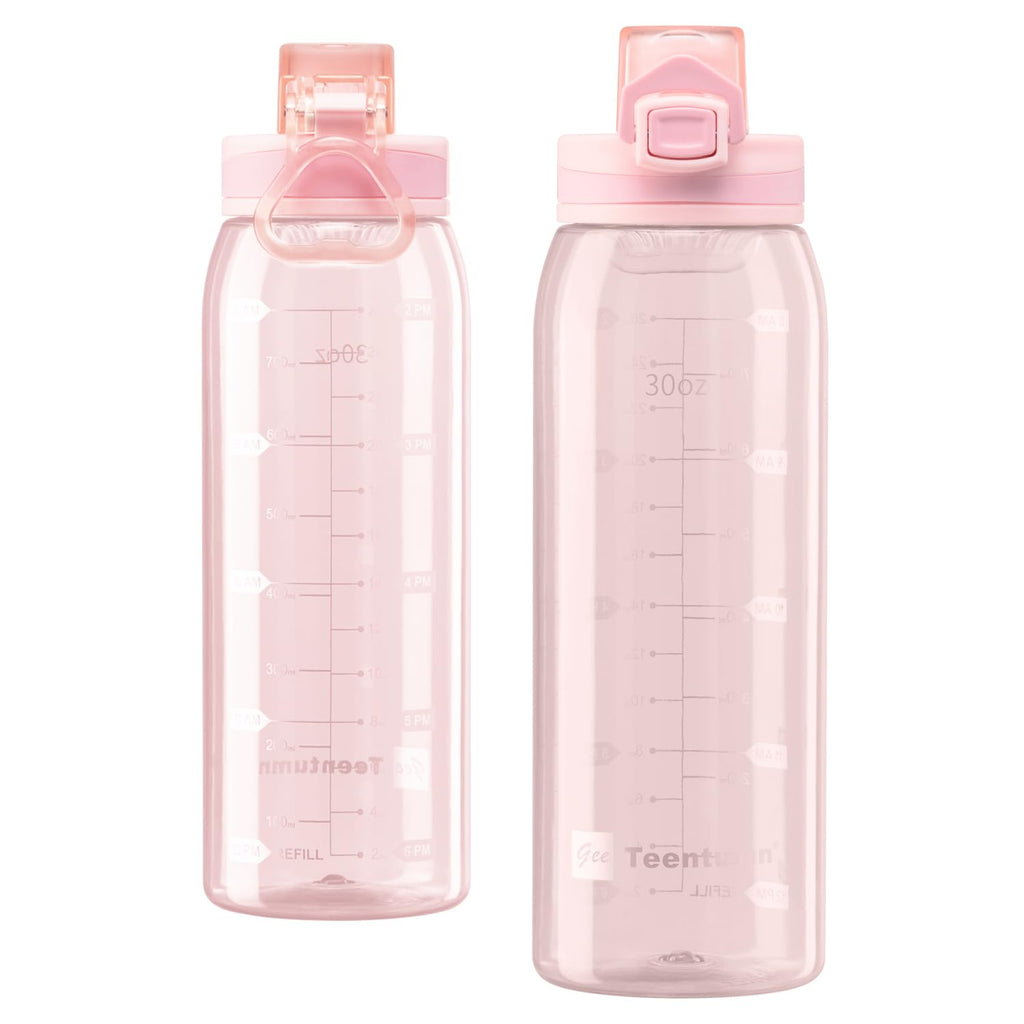 30oz Sport Water Bottle with Time Markers, Large Durable Gym Plastic Bottle Tritan BPA Free for Fitness, Outdoor Enthusiasts, Leakproof Gray (Pack of 1)