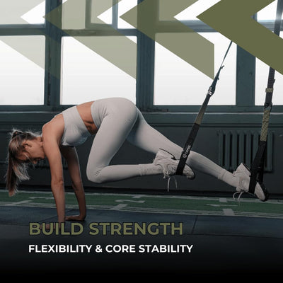 THYSOL® Resistance Trainer Pro Xtreme Straps Army | Sling Trainer Set with Adjustable Door Anchor | Fitness Home Workouts - Suitable for Travelling & for Training Indoor & Outdoor