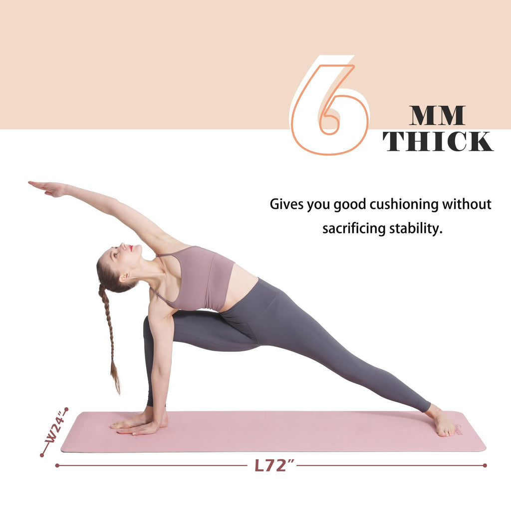 Yoga Mat Non Slip, Pilates Fitness Mats, Eco Friendly, Anti-Tear 1/4" Thick Yoga Mats for Women, Exercise Mats for Home Workout with Carrying Sling and Storage Bag