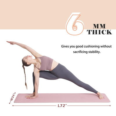 Yoga Mat Non Slip, Pilates Fitness Mats, Eco Friendly, Anti-Tear 1/4" Thick Yoga Mats for Women, Exercise Mats for Home Workout with Carrying Sling and Storage Bag