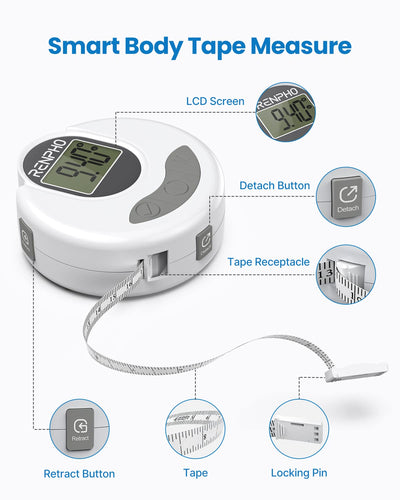 RENPHO Smart Scale for Body Weight, Weight Scale with 7-in-1 Large Display for BMI, Body Fat, Muscle Mass, 13 Body Composition, High Accurate Bluetooth Scale, 500lbs, 11.8", Elis 2XL