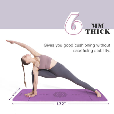 Yoga Mat Non Slip, Pilates Fitness Mats, Eco Friendly, Anti-Tear 1/4" Thick Yoga Mats for Women, Exercise Mats for Home Workout with Carrying Sling and Storage Bag