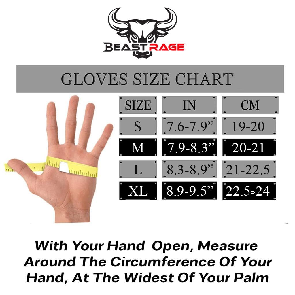 BEAST RAGE Workout Gloves for Men & Women - Fingerless Gym Gloves with Palm Protection, Breathable & Lightweight for Weightlifting, Cycling & Pull Up