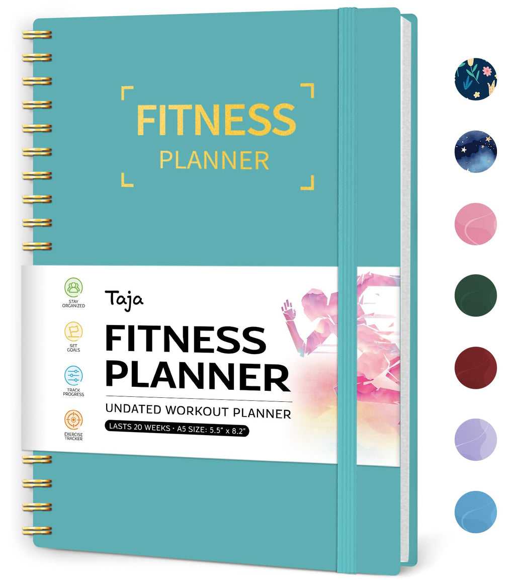 Fitness Workout Journal for Women & Men, A5(5.5" x 8.2") Workout Log Book Planner for Tracking, Progress, and Achieving Your Wellness Goals - Green