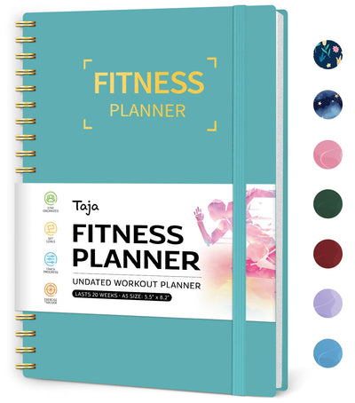 Fitness Workout Journal for Women & Men, A5(5.5" x 8.2") Workout Log Book Planner for Tracking, Progress, and Achieving Your Wellness Goals - Green