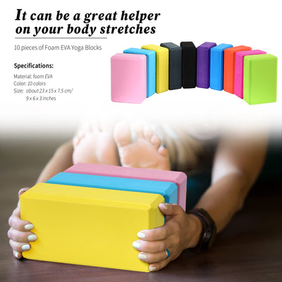 10 Pcs Foam EVA Yoga Blocks Lightweight Non Slip Supportive Yoga Bricks for Pilates Stretching and Meditation, Women Men Yogi Beginners