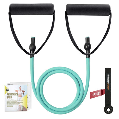 RitFit Single Resistance Exercise Band with Comfortable Handles - Ideal for Physical Therapy, Strength Training, Muscle Toning - Door Anchor and Starter Guide Included
