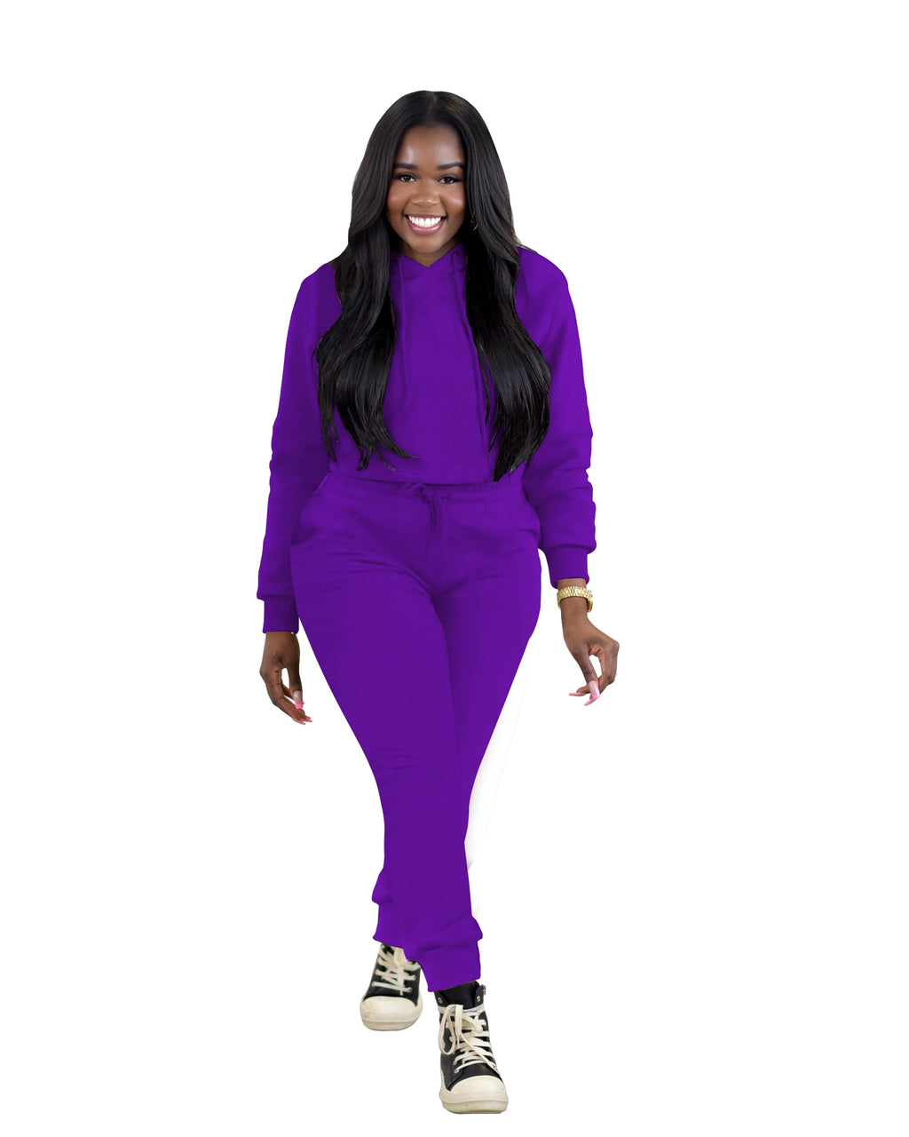 TOPSRANI Womens Two Piece Outfits Bodycon Tracksuit Sweatsuits Hoodie Solid Jogger Biker Workout Lounge Long Sleeve Pant Sets