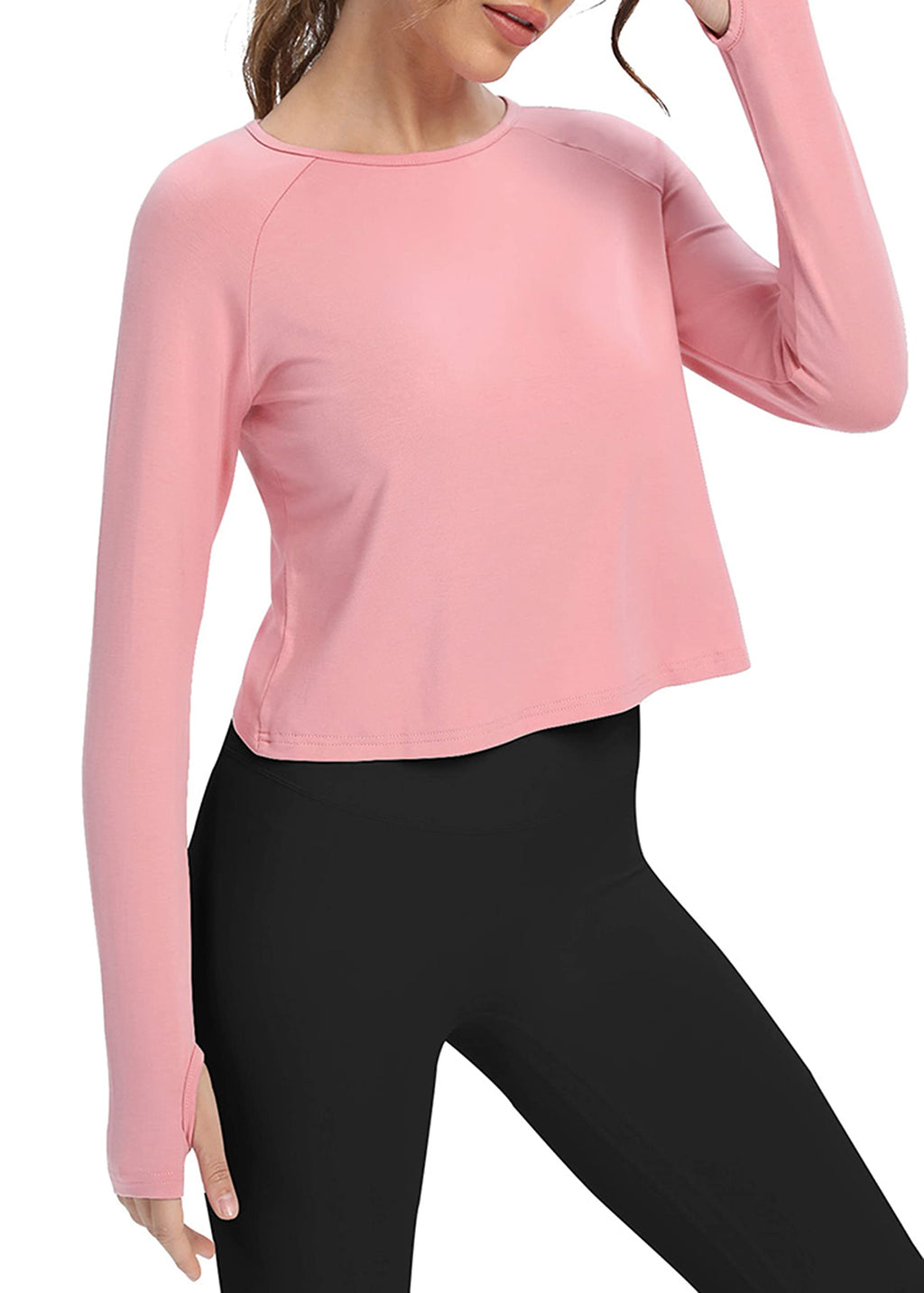Bestisun Long Sleeve Athletic Workout Shirts Sports Yoga Gym Crop Tops for Women