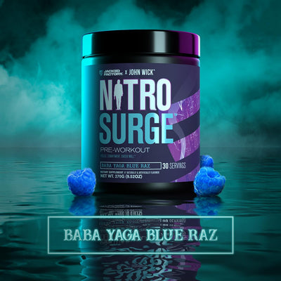 Jacked Factory NITROSURGE Pre Workout Supplement - Endless Energy, Instant Strength Gains, Clear Focus, Intense Pumps - NO Booster & Preworkout Powder with Beta Alanine - 30 Servings, Cherry Limeade