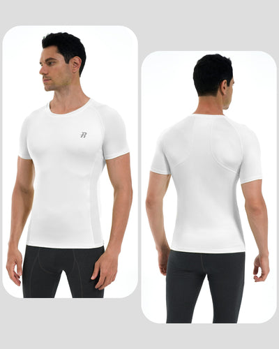Runhit 3 Pack Men's Compression Shirts Short Sleeve Athletic T Shirt Cool Dry Workout Tops Sports Base Layer Undershirt