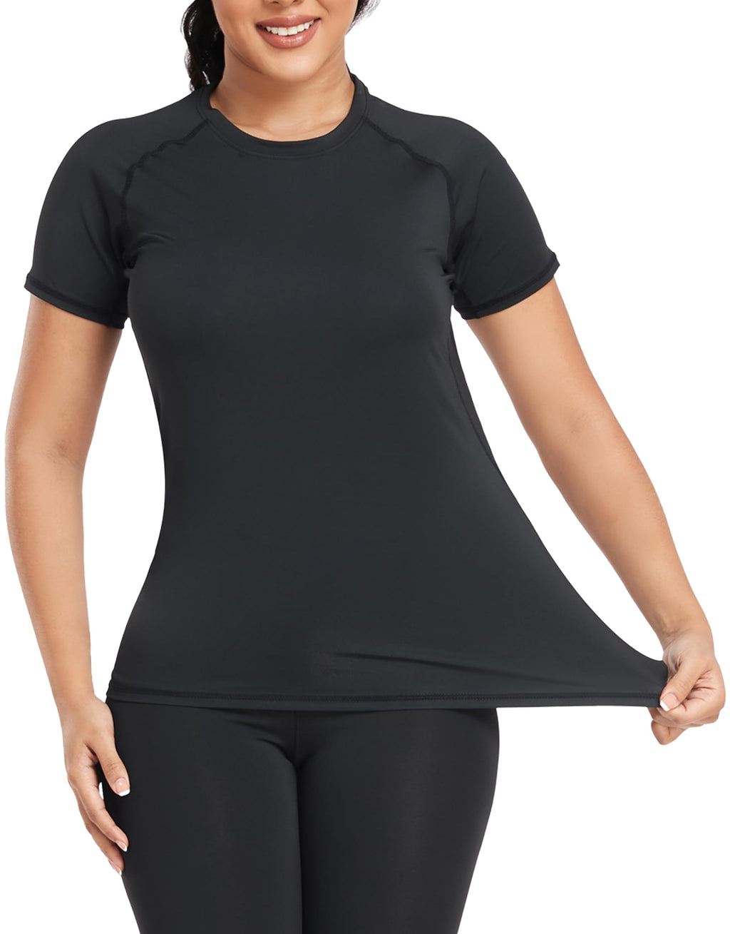 TELALEO 4 Pack Women's Compression Shirt Running Athletic T-Shirts Workout Tops Baselayer Short Sleeve Yoga Gym Sports Gear