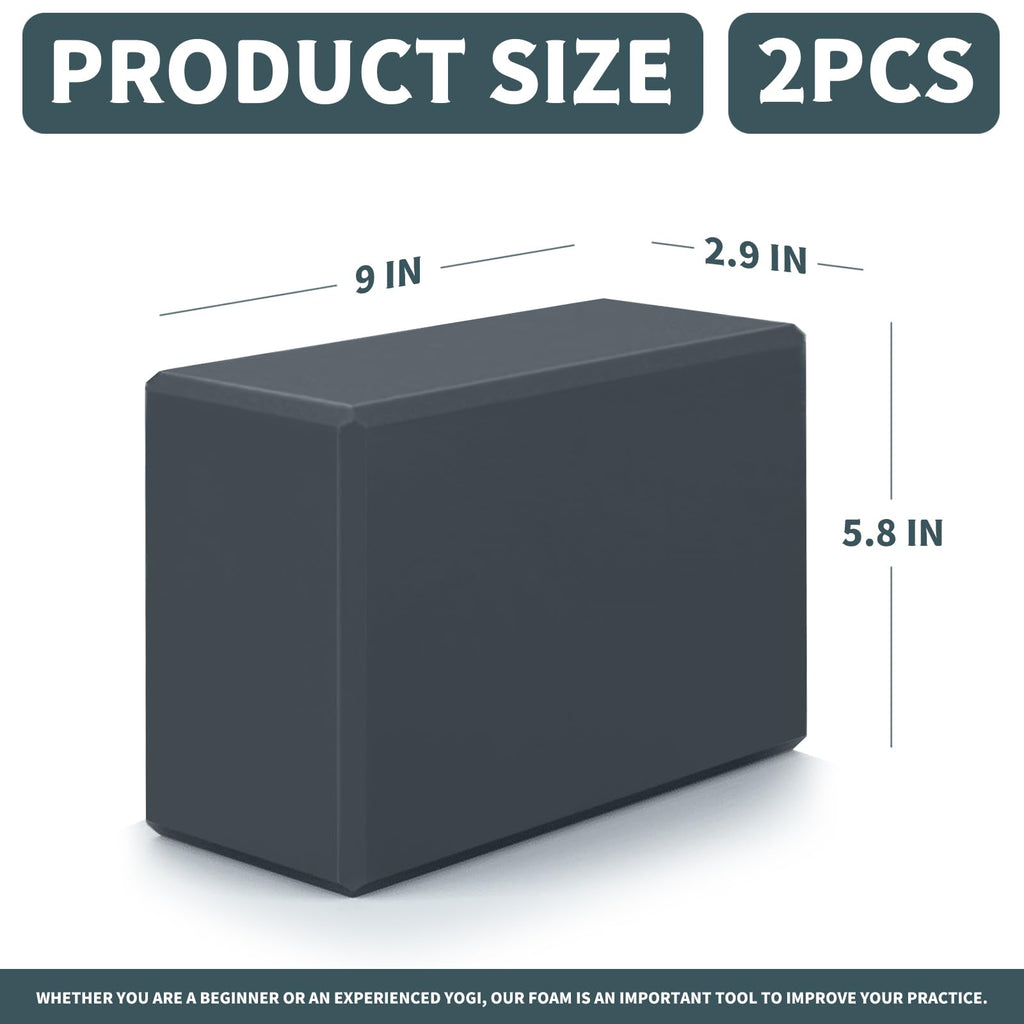 Yoga Blocks 2 Pcs, 9"x6"x3" Yoga Brick Foam Blocks EVA Foam Block Yoga Props Accessories for Yoga Pilates Stretching and Meditation