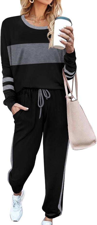 Aloodor Sweatsuit for Women 2 Piece Outfits for Womens Crewneck Sweatshirts Pullover