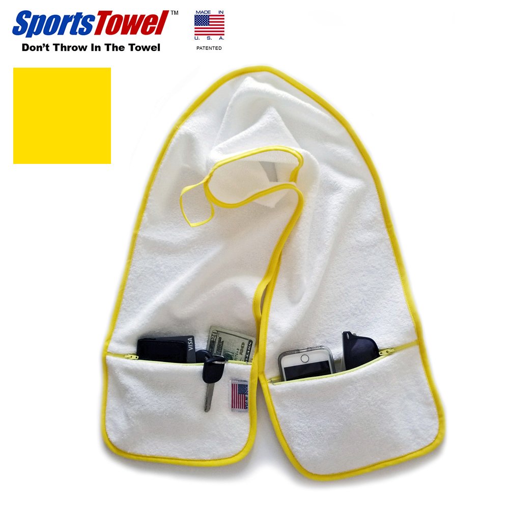 Sports Towel - 2 Zipper Pockets Hold Belongings Safe While You Exercise, at The Gym. Play Pickleball, Tennis, Golf.100% Cotton Ring Spun Loops Super Soft and Absorbent (Mint)