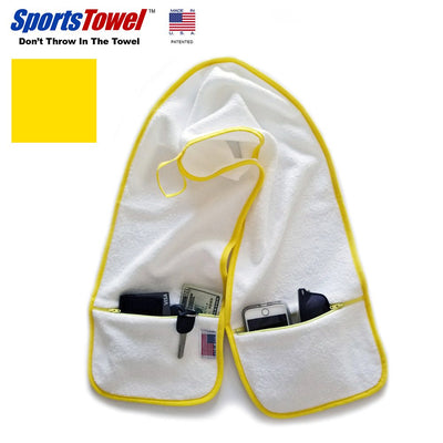 Sports Towel - 2 Zipper Pockets Hold Belongings Safe While You Exercise, at The Gym. Play Pickleball, Tennis, Golf.100% Cotton Ring Spun Loops Super Soft and Absorbent (Mint)