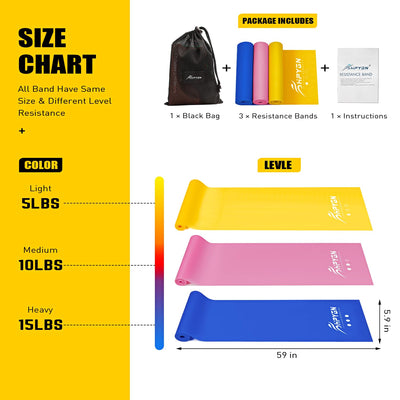 Resistance Bands, Exercise Bands, Physical Therapy Bands for Strength Training, Yoga, Pilates, Stretch Elastic Band with Different Strengths, Workout Bands for Home Gym