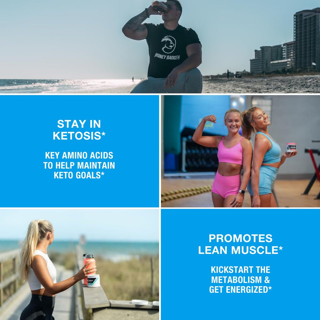 Honey Badger Pre Workout Powder, Keto Vegan Preworkout for Men & Women, Beta Alanine & Caffeine, Sugar Free Natural Energy Supplement, Wild Berry, 30 Servings