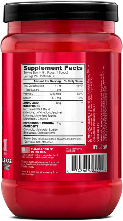 BSN Amino X Muscle Recovery & Endurance Powder with BCAAs, 10 Grams of Amino Acids, Keto Friendly, Caffeine-Free, Support Endurance, Zero Sugar, Grape, 30 servings, 15.34 Ounce (Packaging May Vary)