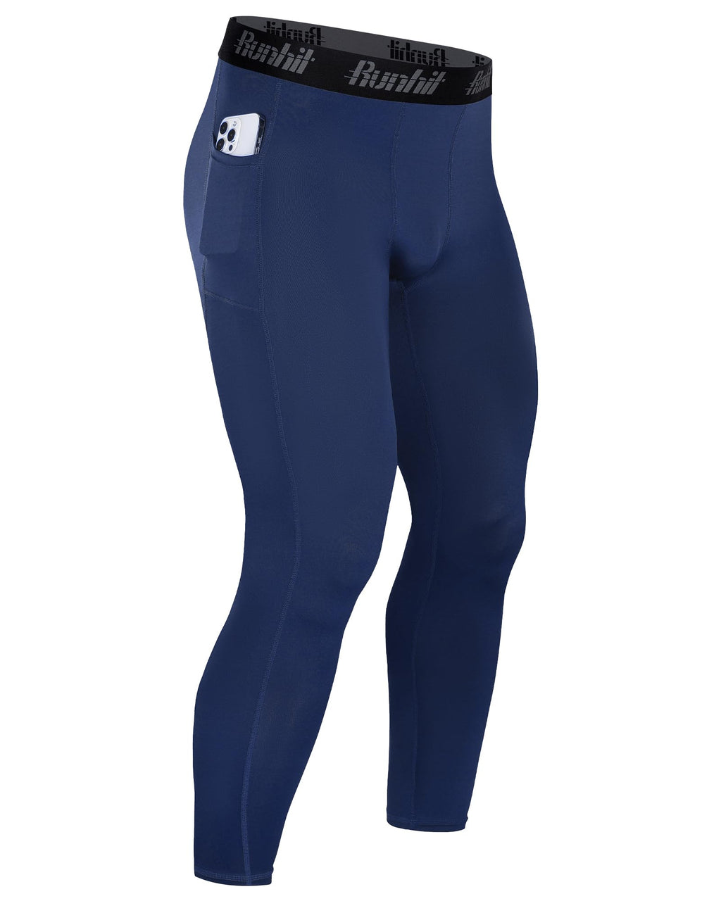 Runhit Mens Compression Pants Running Tights Pockets Sports Leggings Spandex Workout Cycling Athletic Thermal