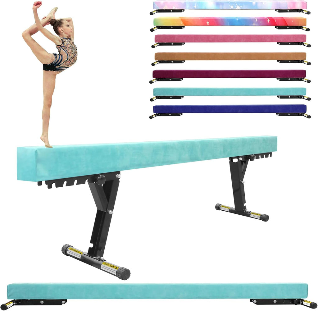 Balance Beam Adjustable 8ft, High and Lower Floor Beam Gymnastics Equipment for Kids Children, Gymnastics Beam with Legs for Home, Professional Training, Gymnastic Club Use