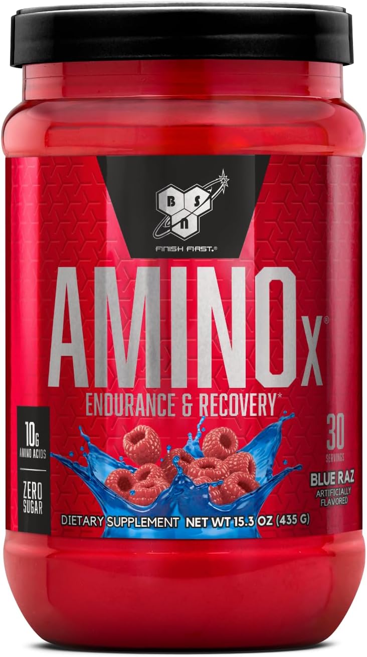 BSN Amino X Muscle Recovery & Endurance Powder with BCAAs, 10 Grams of Amino Acids, Keto Friendly, Caffeine-Free, Support Endurance, Zero Sugar, Grape, 30 servings, 15.34 Ounce (Packaging May Vary)