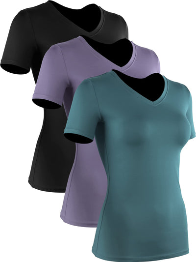 CADMUS 3/4/5 Pack Women's Compression Shirt Running Athletic T-Shirts Workout Tops Baselayer Short Sleeve Yoga Gym Sports