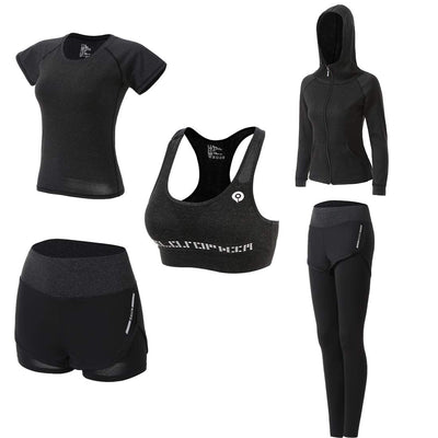Women Workout Clothes Set 5 PCS Exercise Athletic Outfits Set